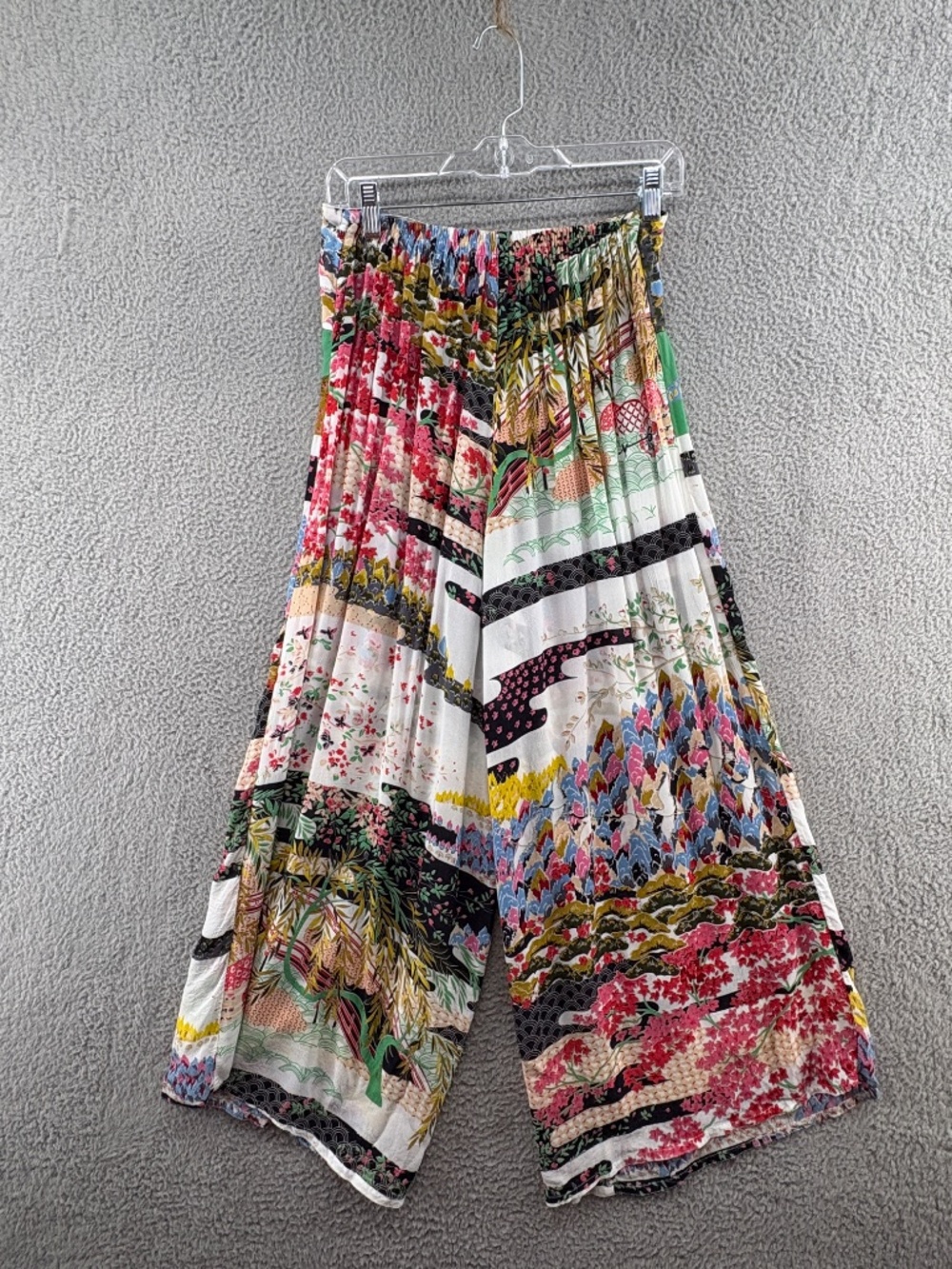 One Hundred Stars Kimono Palazzo Pants 2 Piece Set Boho Floral S/M Art to Wear - Picture 14 of 16